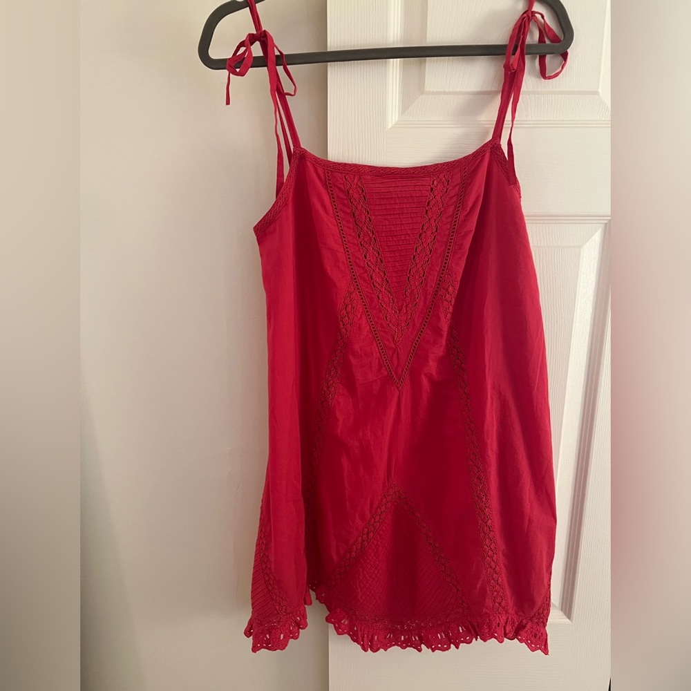 Maria Cher coral mini strap dress in strawberry - size medium